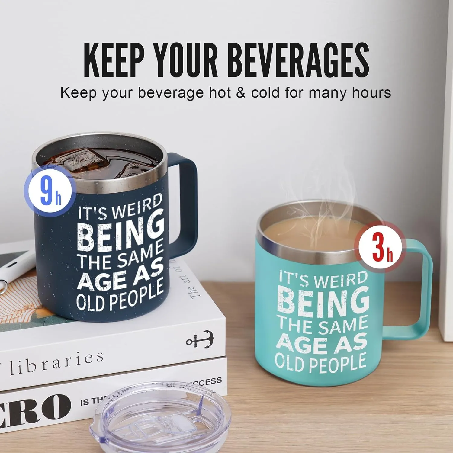 NOWWISH Fathers Day Funny Gifts for Dad - Weird Being the Same Age as Old People Mug - Birthday Gifts fo Men, Old People, Him, Husband, Grandpa (14oz, Navy Blue)
