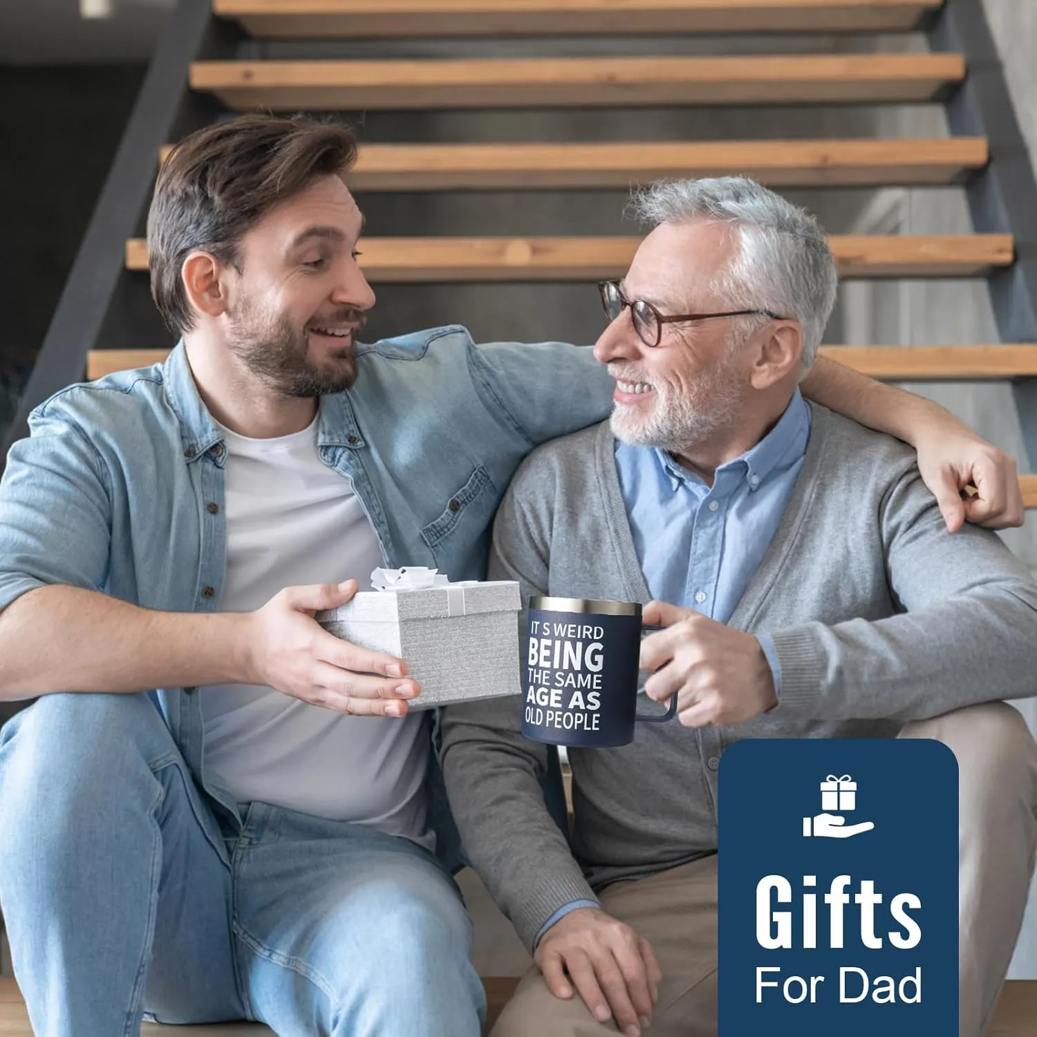 NOWWISH Fathers Day Funny Gifts for Dad - Weird Being the Same Age as Old People Mug - Birthday Gifts fo Men, Old People, Him, Husband, Grandpa (14oz, Navy Blue)