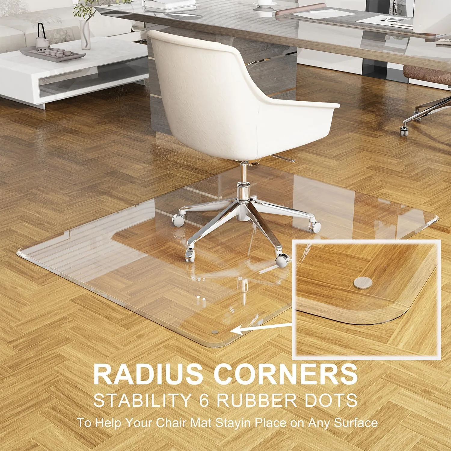 Office Chair Mat 48" x 60" for Carpet and Hardwood Floor, Easy Roll On/Off for Beveled Edge Design, Heavy Duty and Durable Non-Slip Floor Protector, Highly Clear and Hard