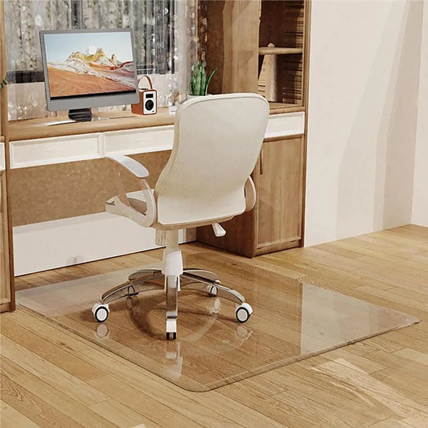 Office Chair Mat 48" x 60" for Carpet and Hardwood Floor, Easy Roll On/Off for Beveled Edge Design, Heavy Duty and Durable Non-Slip Floor Protector, Highly Clear and Hard