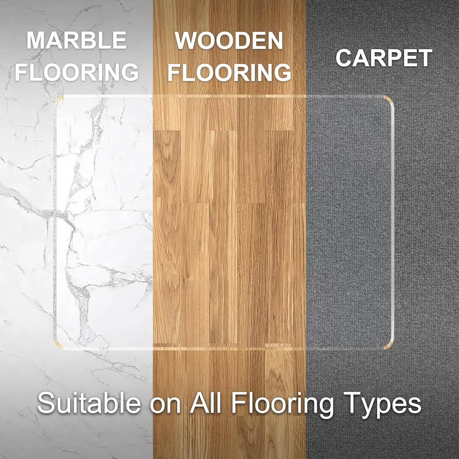 Office Chair Mat 48" x 60" for Carpet and Hardwood Floor, Easy Roll On/Off for Beveled Edge Design, Heavy Duty and Durable Non-Slip Floor Protector, Highly Clear and Hard