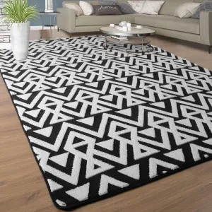 Ompaa Ultra Soft Geometric Bedroom Rugs Memory Foam Carpet, Black 4 x 6 Feet, Cozy Area Rugs for Living Room Couch Dorm Bedside Kids Girls Teens Room Nursery Decor Floor Mat