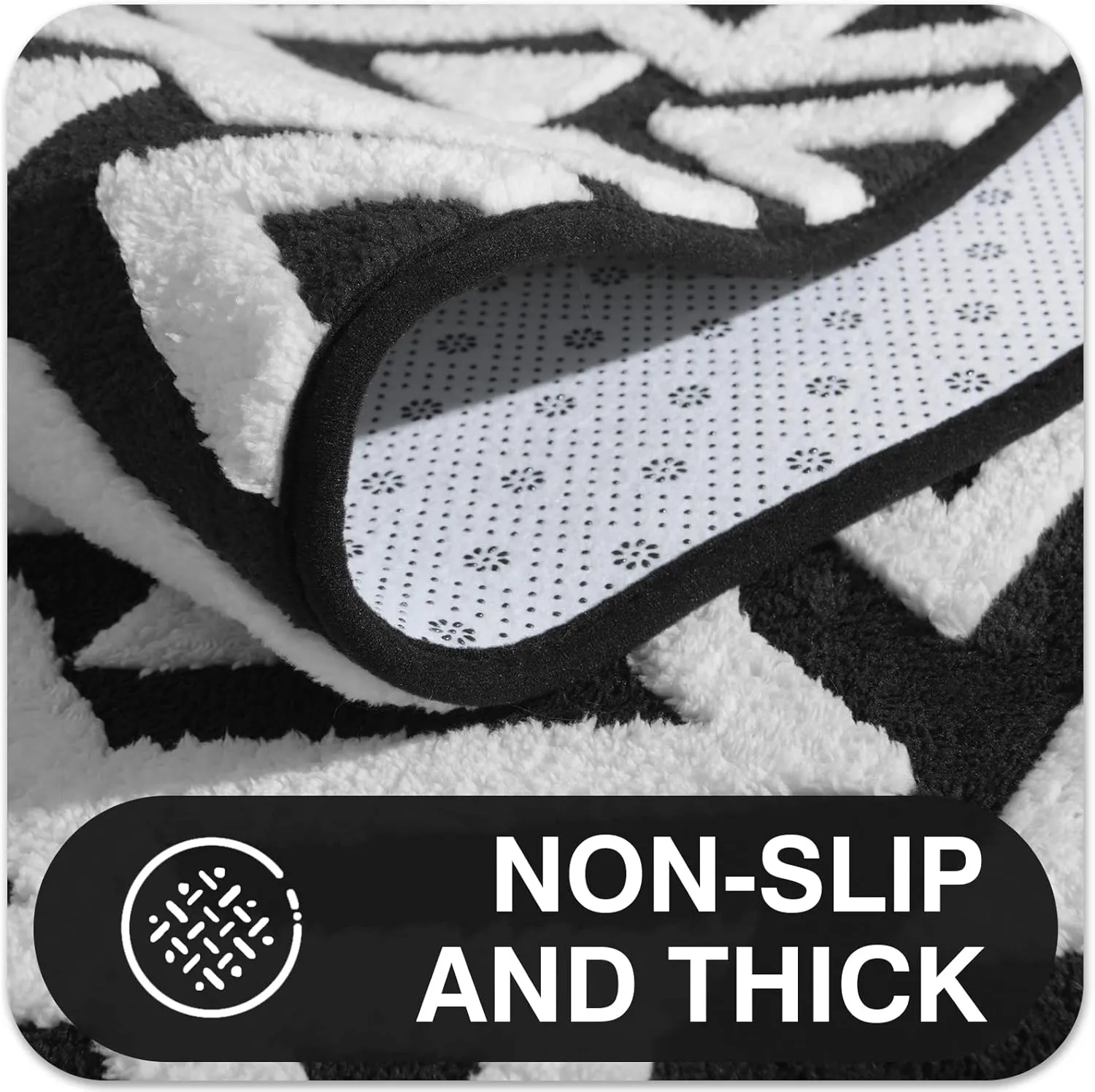 Ompaa Ultra Soft Geometric Bedroom Rugs Memory Foam Carpet, Black 4 x 6 Feet, Cozy Area Rugs for Living Room Couch Dorm Bedside Kids Girls Teens Room Nursery Decor Floor Mat