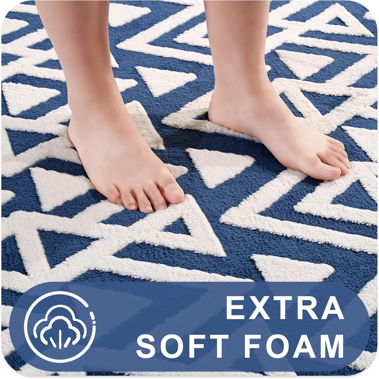 Ompaa Ultra Soft Shaggy Rugs Memory Foam Bedroom Carpet, Blue 4 x 6 Feet, Plush Geometric Textured Area Rugs for Living Room Couch Dorm Bedside Kids Girls Teens Room Nursery Decor Floor Mat