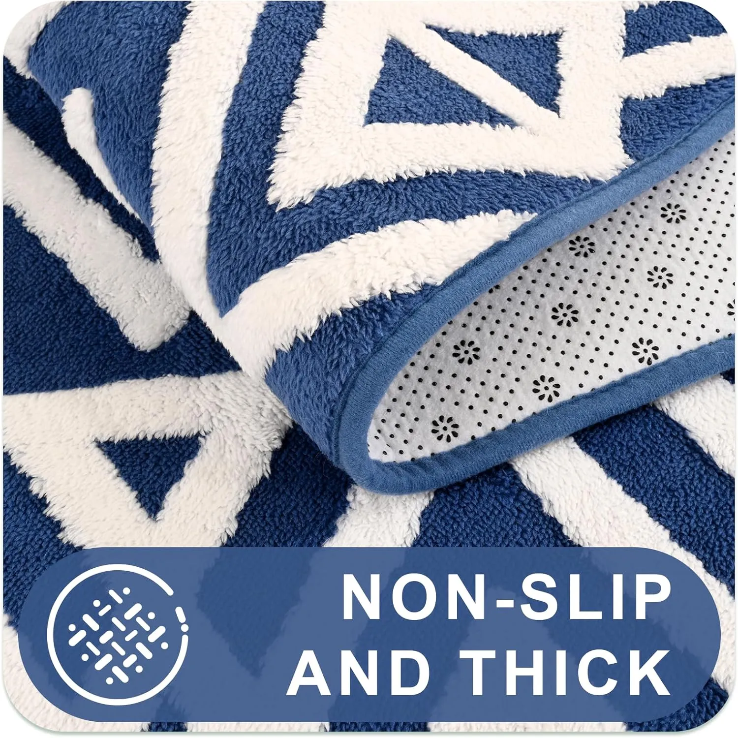 Ompaa Ultra Soft Shaggy Rugs Memory Foam Bedroom Carpet, Blue 4 x 6 Feet, Plush Geometric Textured Area Rugs for Living Room Couch Dorm Bedside Kids Girls Teens Room Nursery Decor Floor Mat