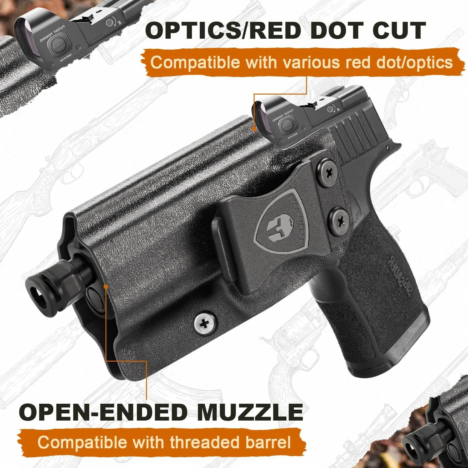 P365 X Macro Holster IWB Kydex Holster Optics Cut Fit: Sig Sauer P365-XMACRO, Inside Waistband Appendix Carry Holster Sig P365 X Macro, Adj. Retention & Cant, Right Hand/Left Hand Optional