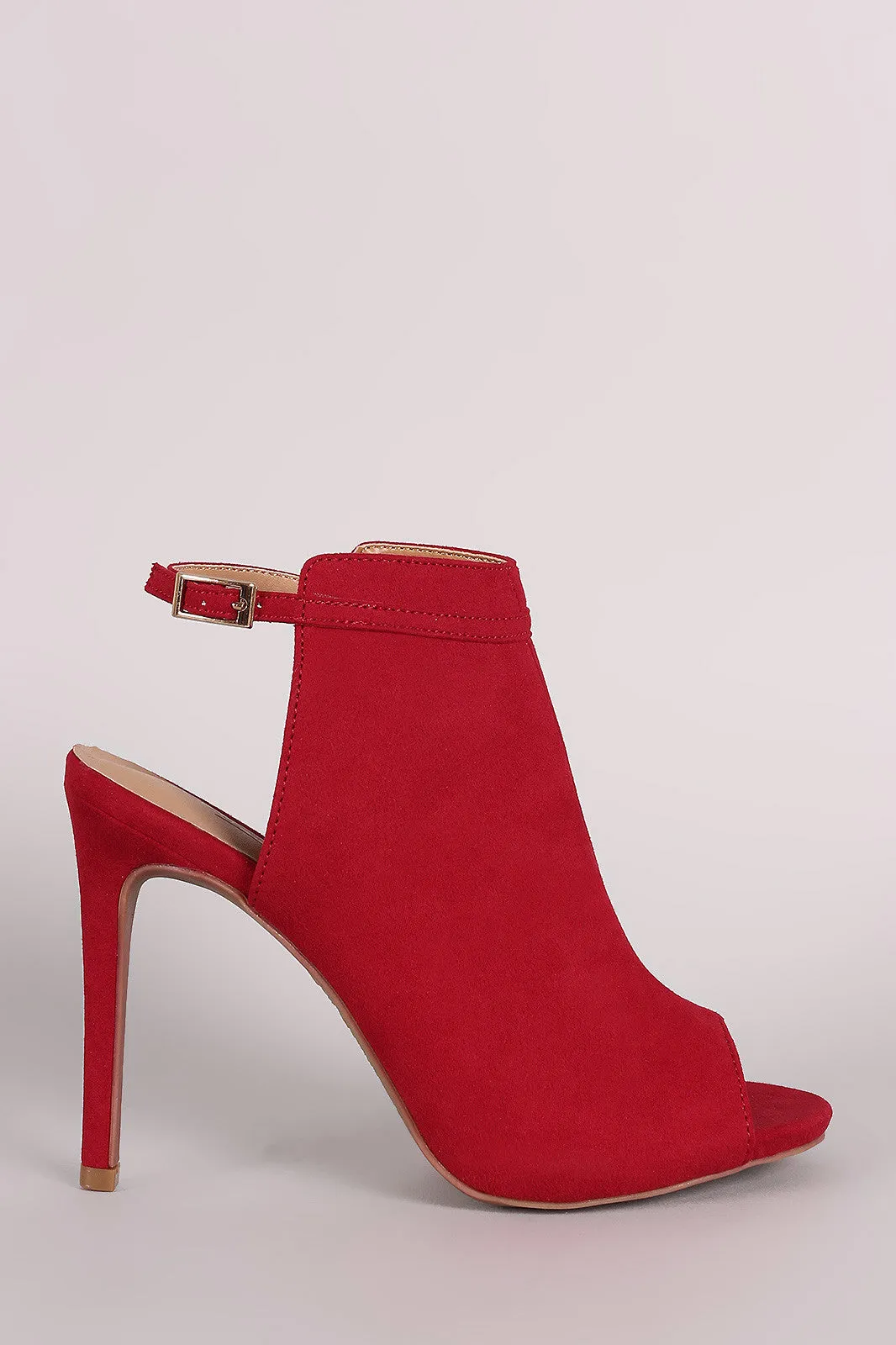 Peep Reliable Must-have item Booties Suede Mule Toe Anne Michelle