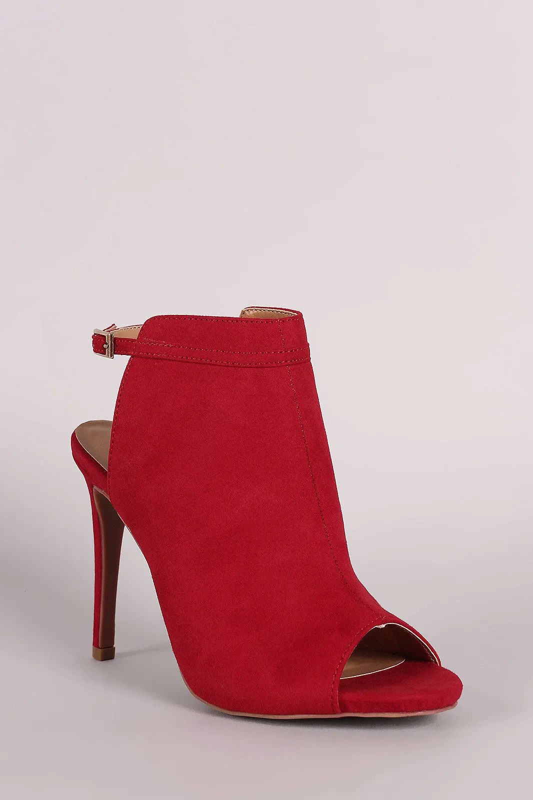 Peep Reliable Must-have item Booties Suede Mule Toe Anne Michelle