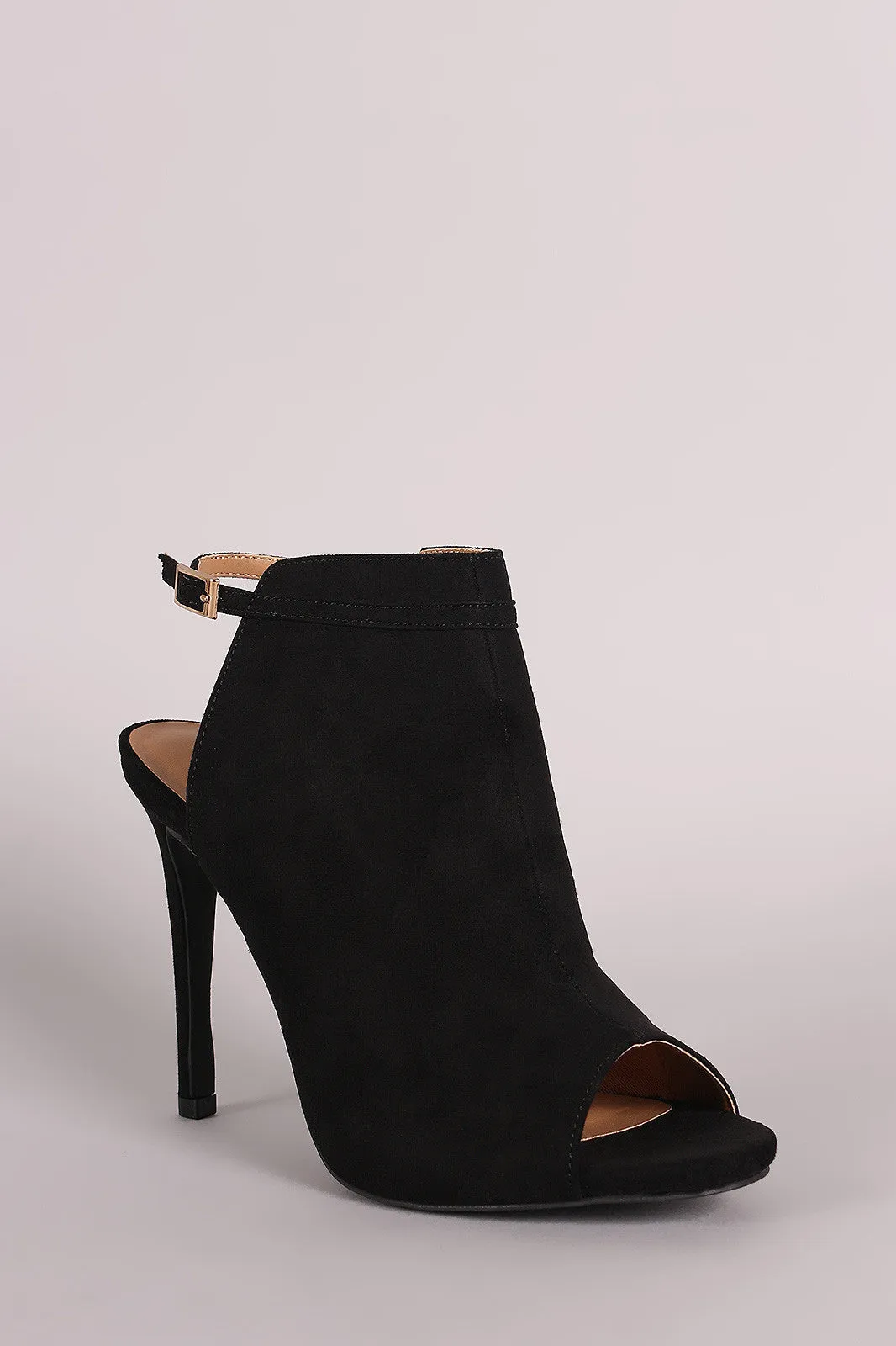 Peep Reliable Must-have item Booties Suede Mule Toe Anne Michelle