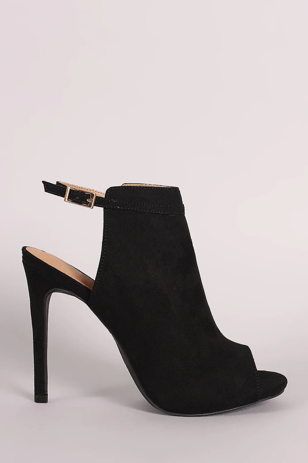 Peep Reliable Must-have item Booties Suede Mule Toe Anne Michelle
