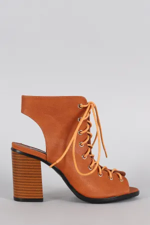 Peep Up Toe Heel Corset Chunky Lace Superior Mule Timeless