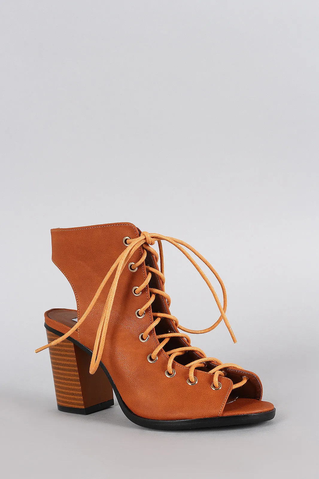Peep Up Toe Heel Corset Chunky Lace Superior Mule Timeless