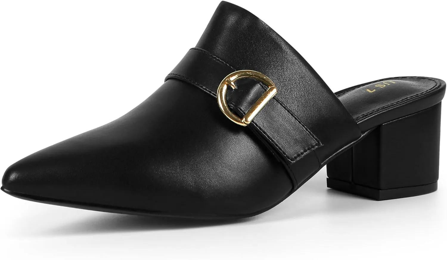 Perphy Pointed Toe Slip on Chunky Heel Mules for Women