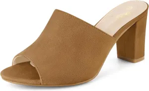 Perphy Slip on Chunky Heels Mules Slide Sandals for Women