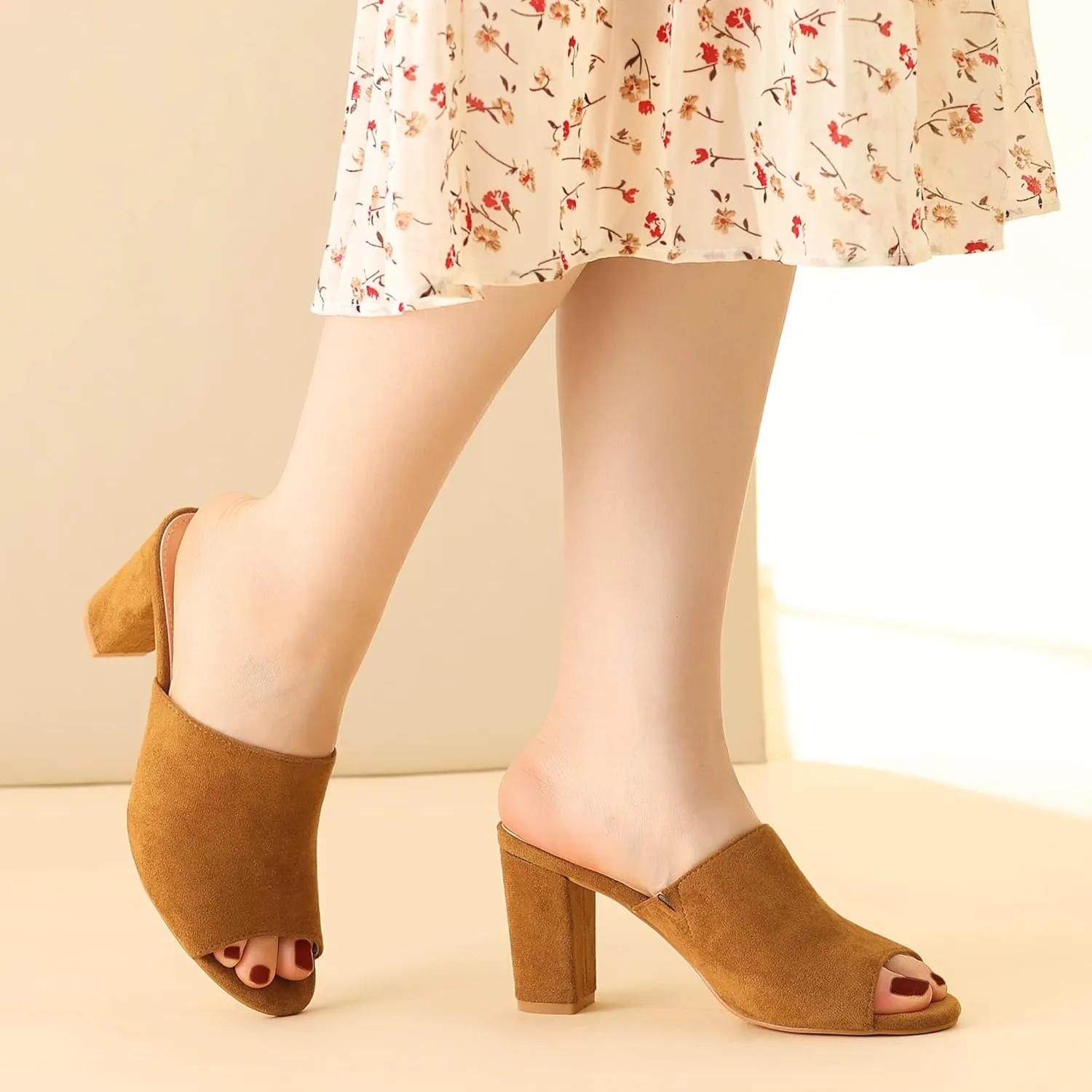 Perphy Slip on Chunky Heels Mules Slide Sandals for Women