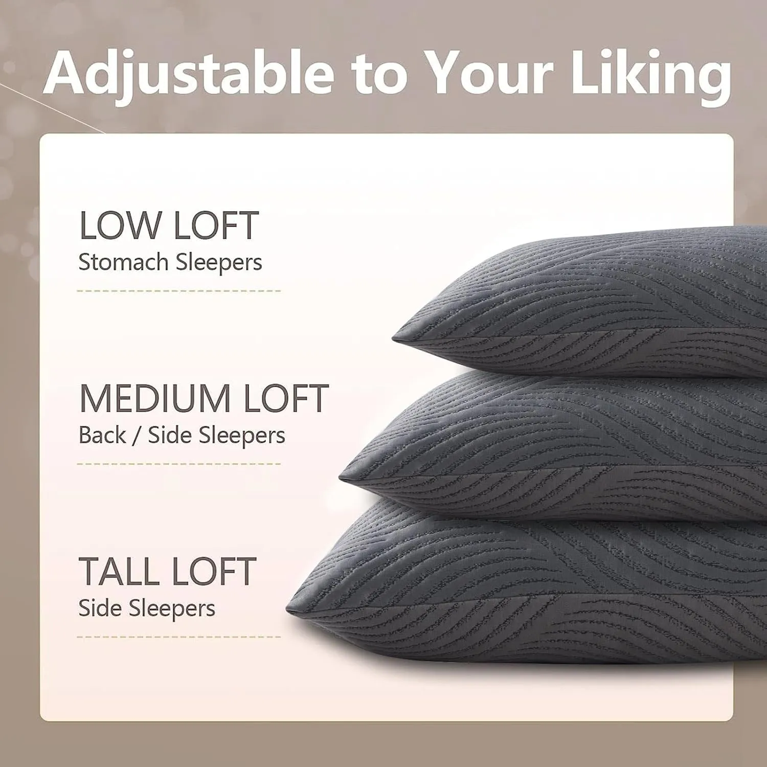 Pillows Queen Size Set of 2 Cooling Memory Foam Pillows for Sleeping Adjustable Medium Firm Back and Side Sleeper