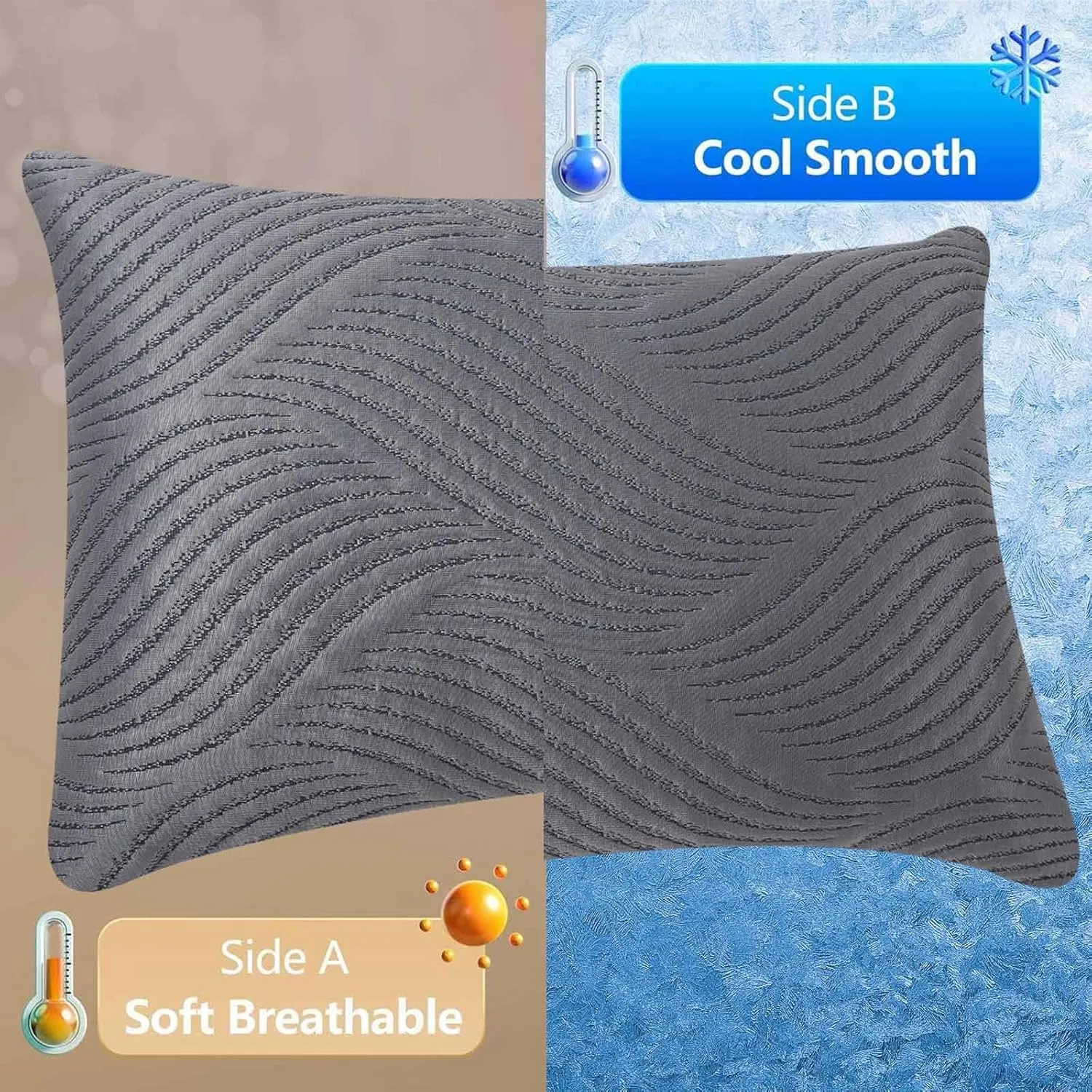 Pillows Queen Size Set of 2 Cooling Memory Foam Pillows for Sleeping Adjustable Medium Firm Back and Side Sleeper