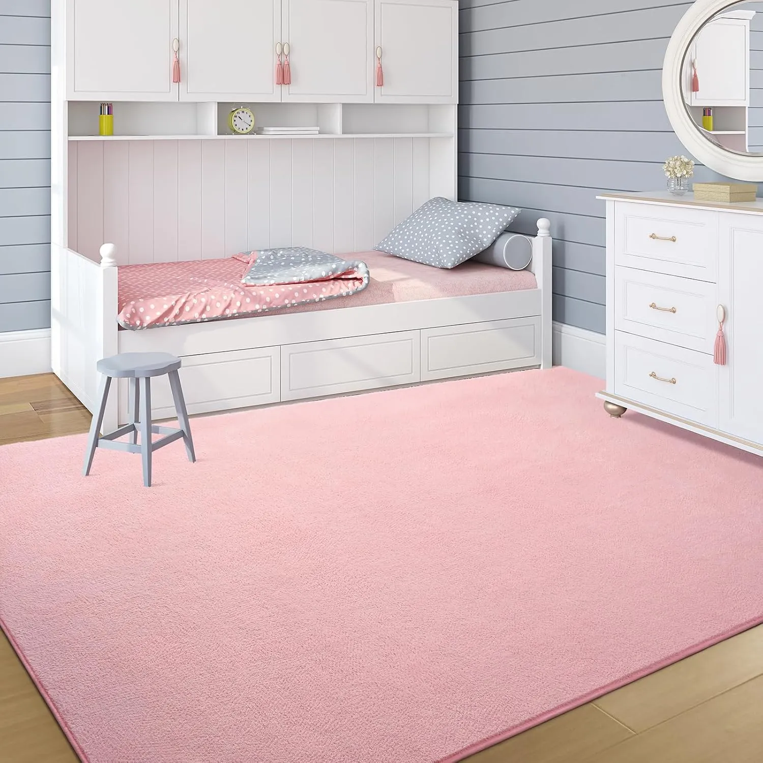 Pink Rugs for Bedroom Girls,Thicked Memory-foam Rugs for Kids Nursery Room,Light Pink Rugs for Living Room,Cute Pink Carpets 4x6,Aesthetic Dorm Apartment Area Rug Home Decor