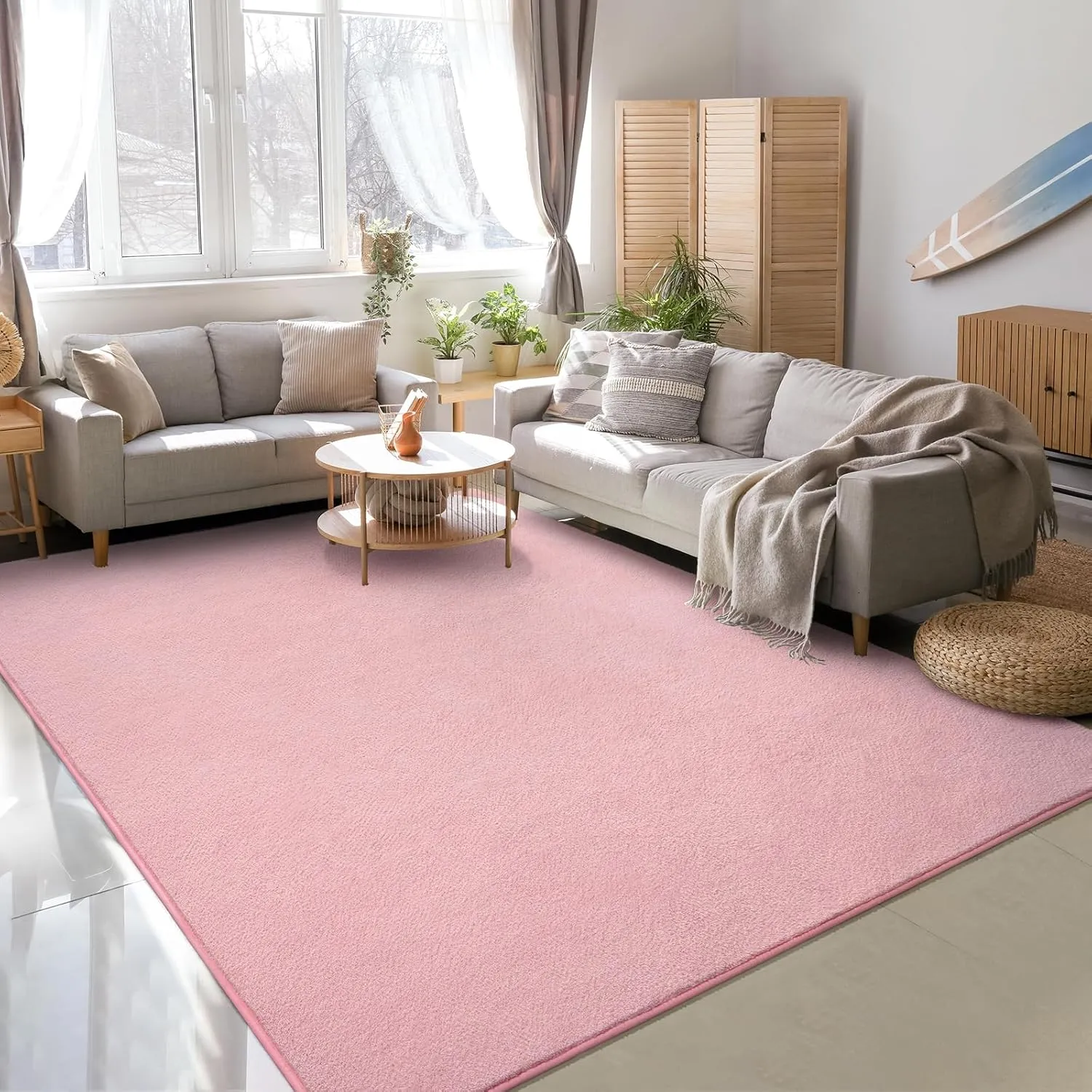Pink Rugs for Bedroom Girls,Thicked Memory-foam Rugs for Kids Nursery Room,Light Pink Rugs for Living Room,Cute Pink Carpets 4x6,Aesthetic Dorm Apartment Area Rug Home Decor