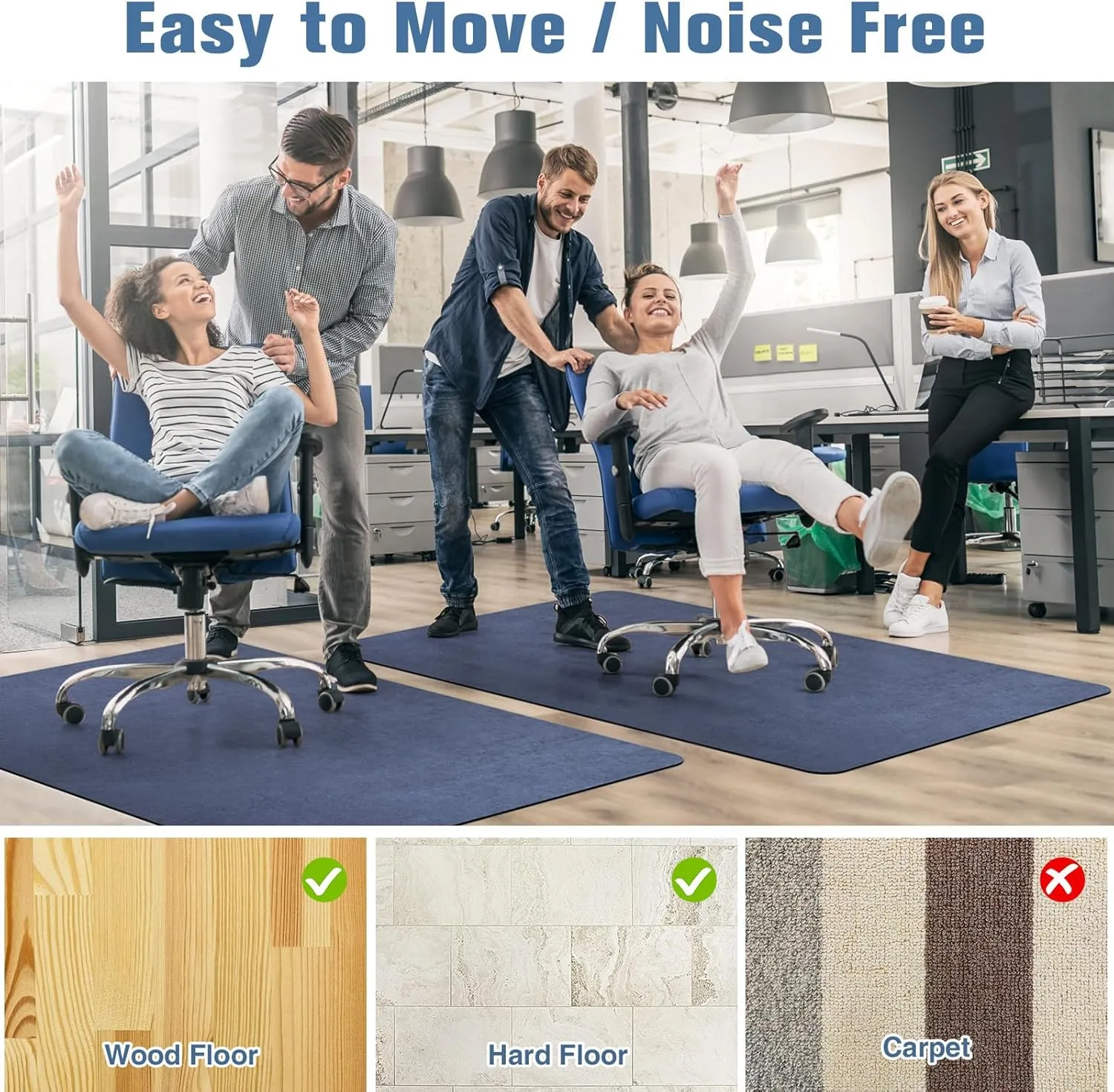 Placoot Office Chair Mat for Hardwood Floor, 55"x35" Corduroy Surface Computer Chair Mat, Desk Chair Mat, Large Anti-Slip Rubber Bottom Floor Protector for Home Office Brown