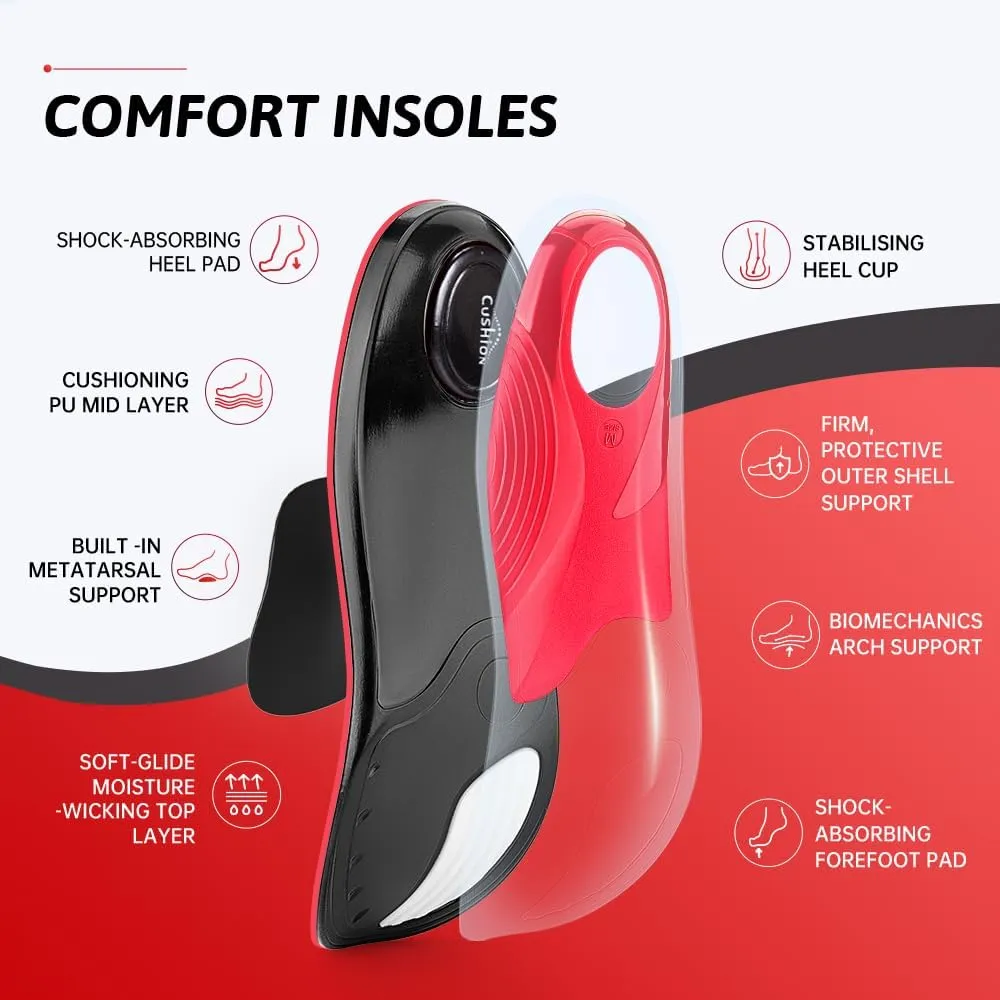 Plantar Fasciitis Insoles for Men Women, 220  Lbs Heavy Duty High Arch Support Shoe Inserts, Memory Foam Shock Absorbing Cushion for Work Boot, Flat Feet Orthotic Inserts for Foot Pain Relief