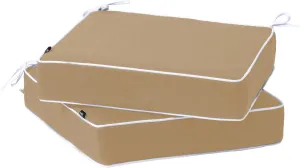 PNP FKJP 2 Pack Outdoor Chair Cushion 20" X 20" X 4", Waterproof Outdoor Seat Cushions with Non-Skid Ties, Khaki (Cushion   Cover)