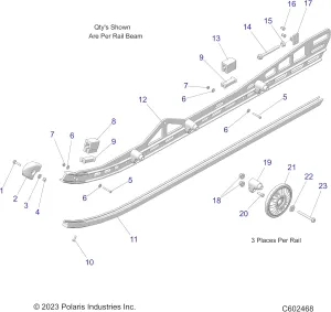 Polaris Snowmobile Slide 74'', for Specific Voyageur, Indy, Switchback, and RMK Models, Natural/White, Qty 1 - Part 5521633-309