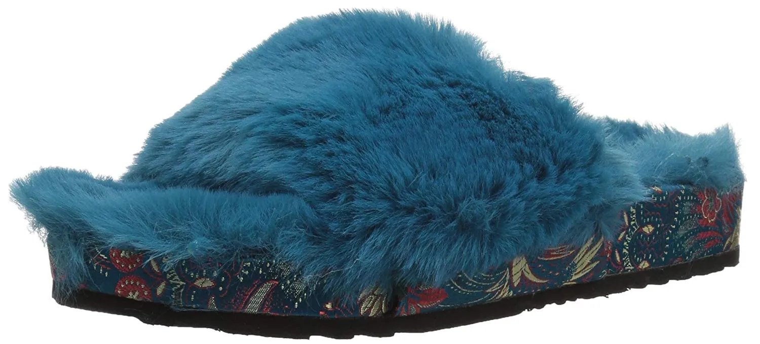 Popular picks Toe Mule Wedge Teal Slide Budget-friendly Blue Gema Sandals Furry Open Jessica Platform Simpson