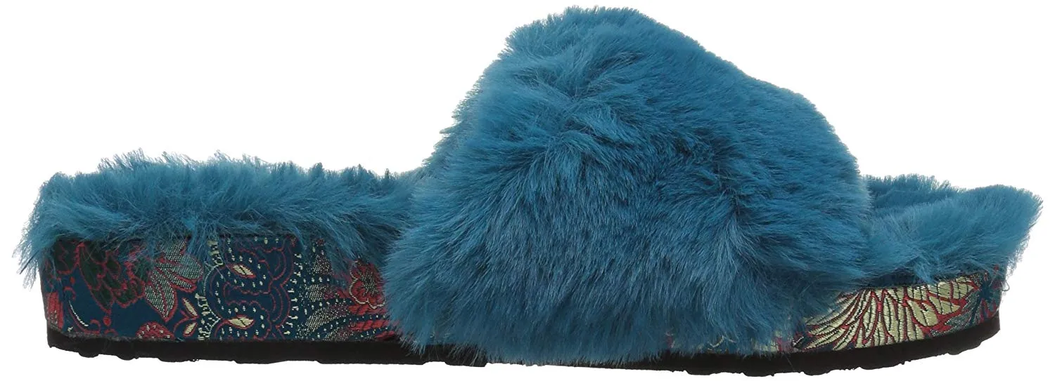 Popular picks Toe Mule Wedge Teal Slide Budget-friendly Blue Gema Sandals Furry Open Jessica Platform Simpson