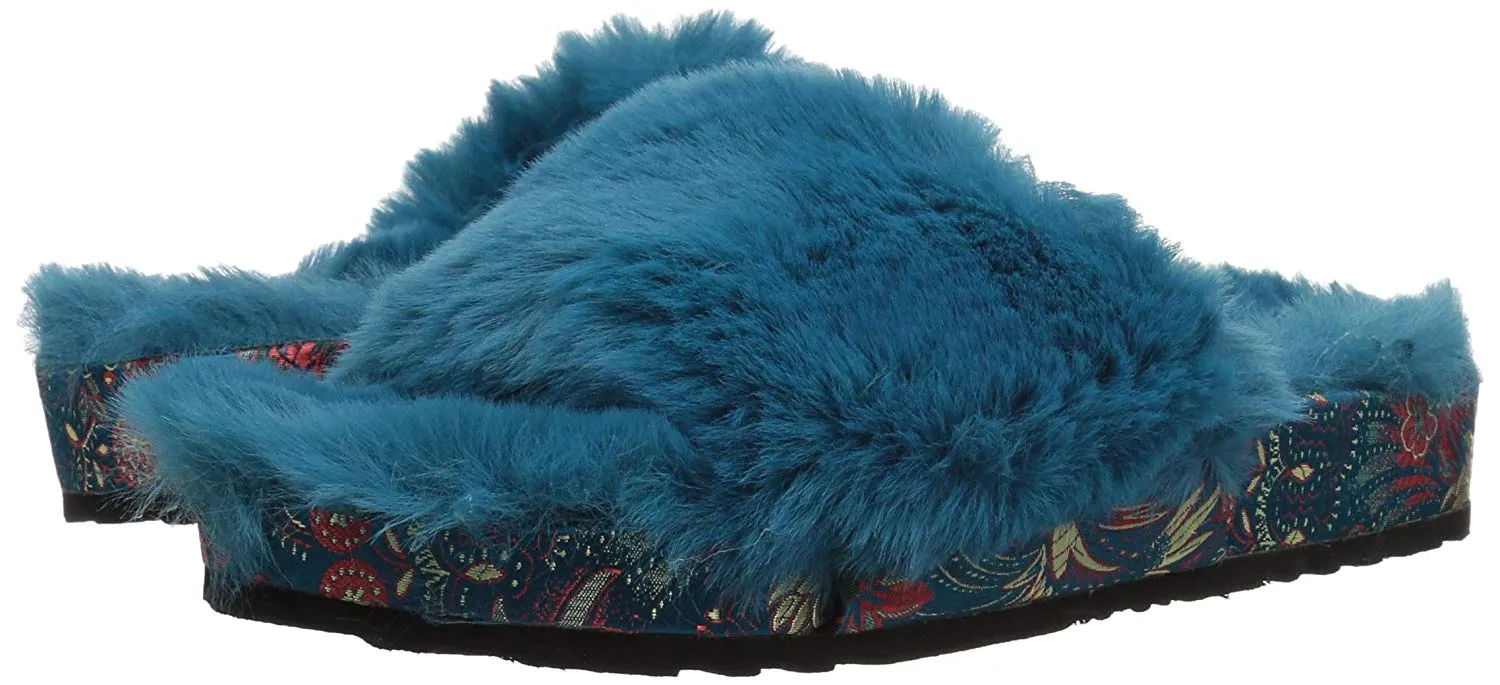 Popular picks Toe Mule Wedge Teal Slide Budget-friendly Blue Gema Sandals Furry Open Jessica Platform Simpson