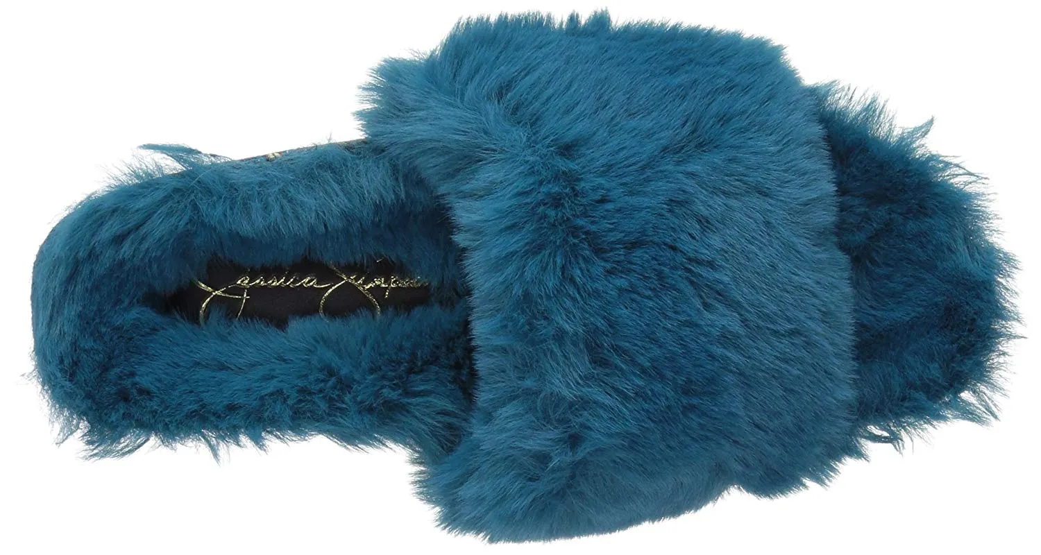 Popular picks Toe Mule Wedge Teal Slide Budget-friendly Blue Gema Sandals Furry Open Jessica Platform Simpson