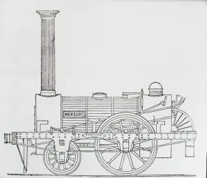 Posterazzi DPI12327101 Drawing of Mercury an Early Steam Locomotive from Magic Lantern Slide Circa 1900 Photo Print, 17 x 14, Multi
