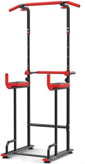 Power Tower,Barbell Rack Home Gym Fitness Squat Rack, Pull Up Dip Station Dip Bars Multi Gym Power Rack Multifunctional Push Up Free Standing, 6 Level