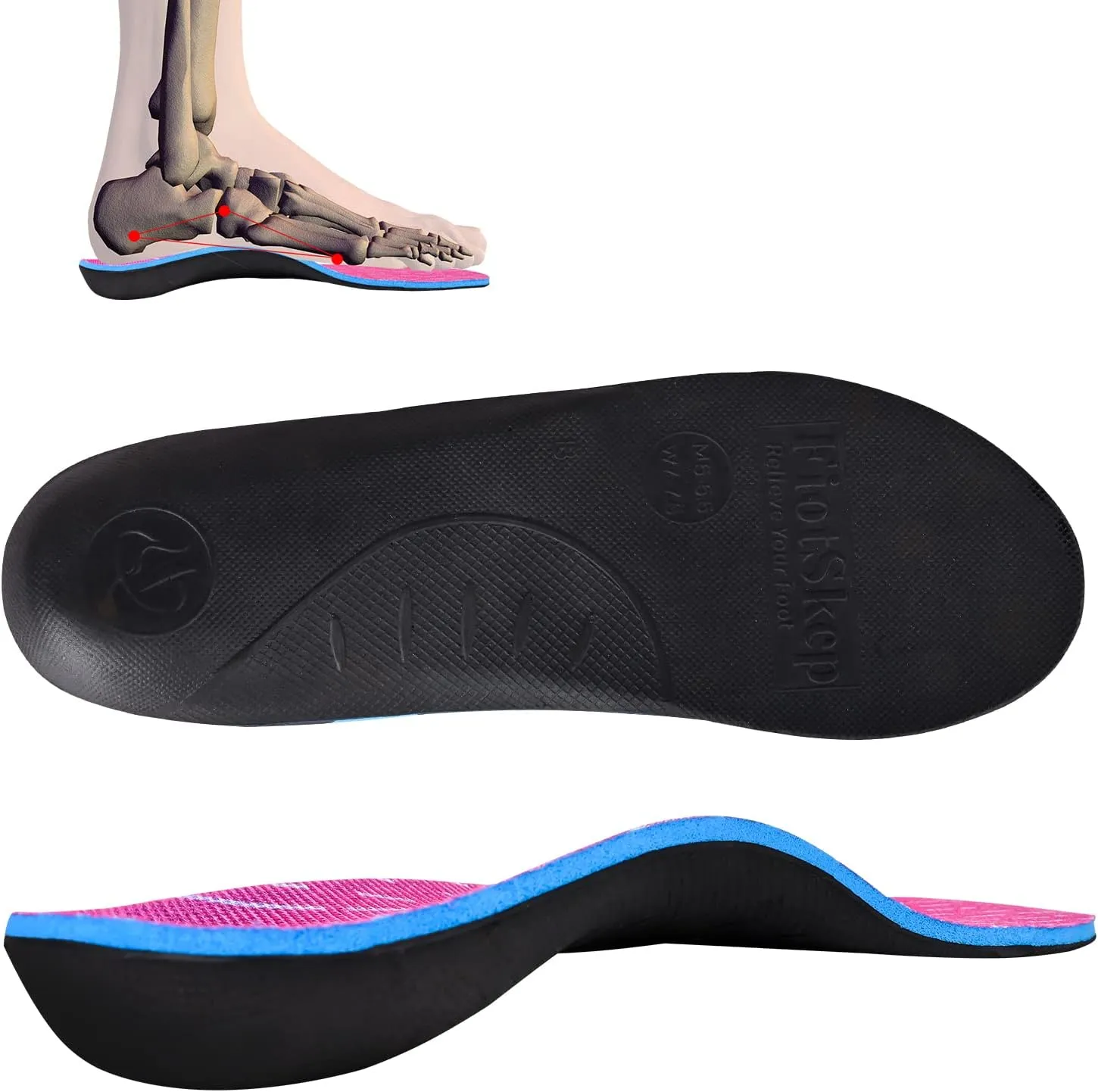 Powerful Original High Arch Support Insoles Memory Foam Shock Absorption Orthotics Plantar Fasciitis Flat Feet Over-Pronation Inserts Relieve Foot Pain