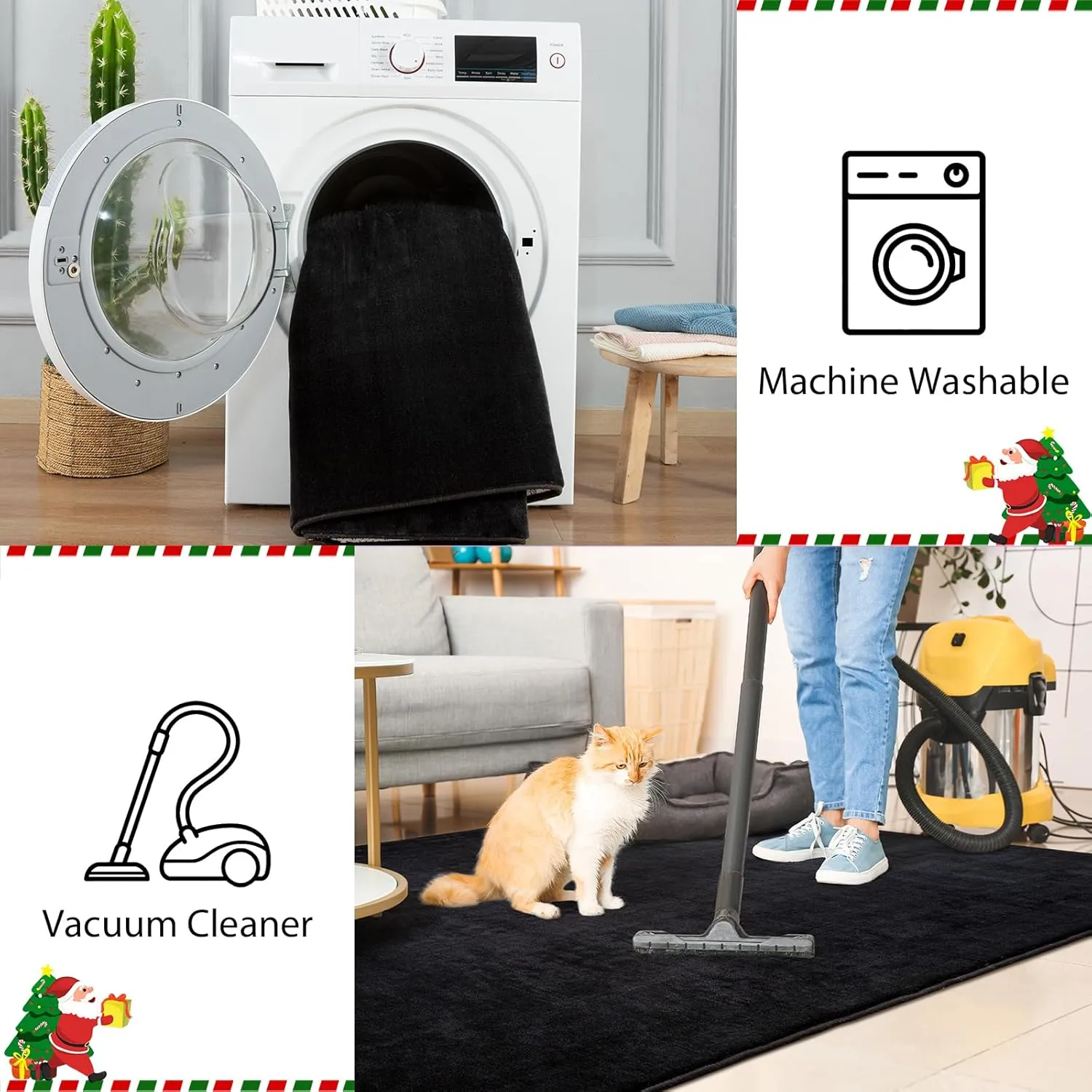 Przemy Washable Black Rugs for Bedroom Living Room, 2x6 Feet Runner Rug Soft Memory Foam Indoor Carpet for Hallway Kids Boys Girls Room Dorm Bedside Nursery Decor Mat