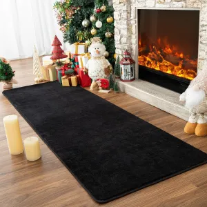 Przemy Washable Black Rugs for Bedroom Living Room, 2x6 Feet Runner Rug Soft Memory Foam Indoor Carpet for Hallway Kids Boys Girls Room Dorm Bedside Nursery Decor Mat