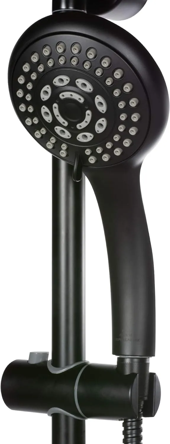 PULSE ShowerSpas 1011-lll-MB Kauai III Shower System, with 8" Rain Showerhead, 5-Function Hand Shower, Adjustable Slide Bar and Soap Dish, Matte Black Finish