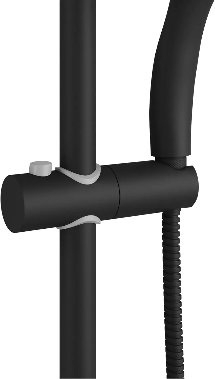 PULSE ShowerSpas 1011-lll-MB Kauai III Shower System, with 8" Rain Showerhead, 5-Function Hand Shower, Adjustable Slide Bar and Soap Dish, Matte Black Finish