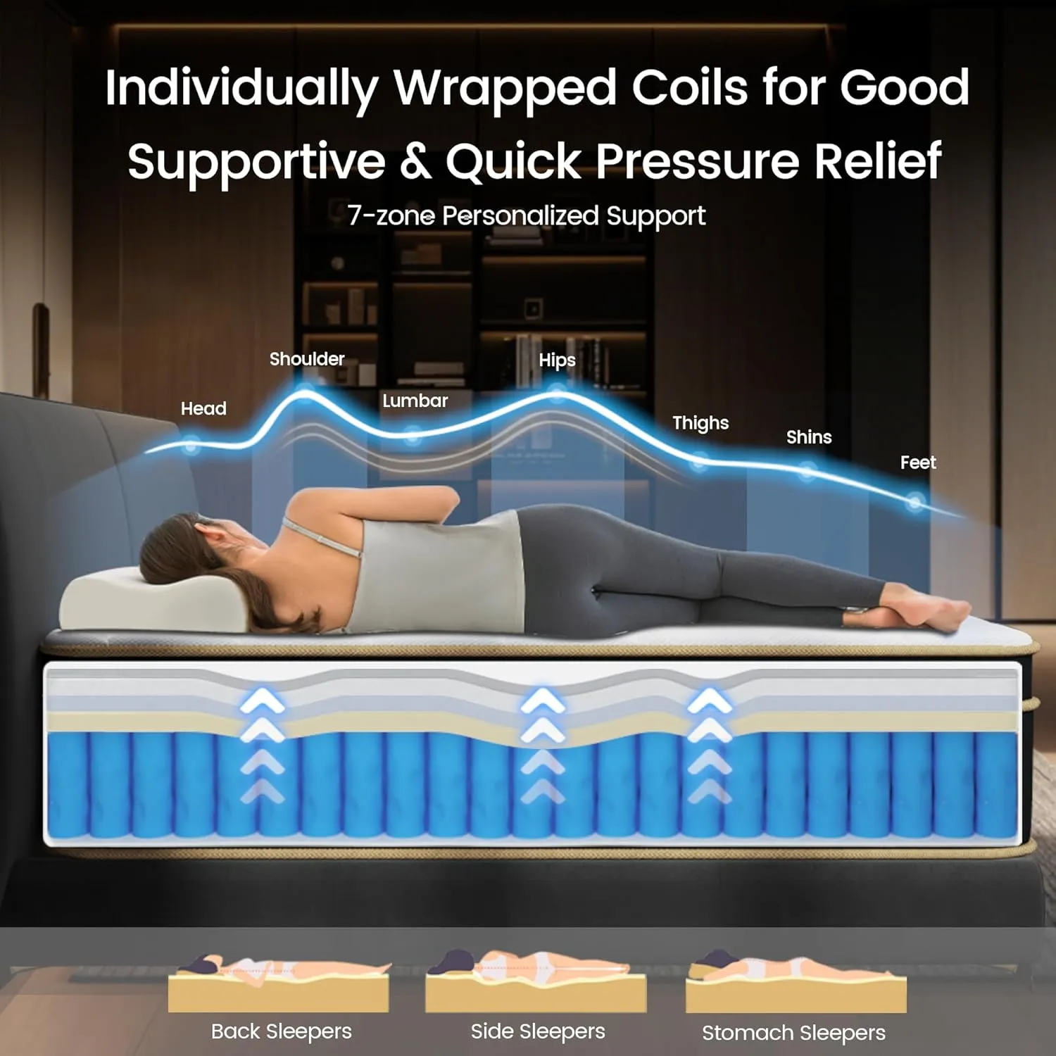 Queen Mattress, 12 Inch Gel Memory Foam Hybrid Mattress Queen Size Bed in a Box, Pressure & Pain Relief, Medium Firm, Individual Pocket Spring, Edge Support, CertiPUR-US