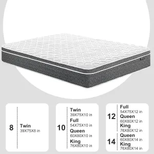 Queen Mattress 12 Inch Hybrid Mattress Queen Size - Memory Foam & Individually Pocket Coils Springs | Pressure Relief | Motion Isolation, Edge Support | CertiPUR-US Certified | Medium Firm