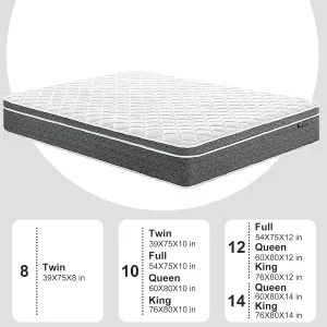 Queen Mattress 12 Inch Hybrid Mattress Queen Size - Memory Foam & Individually Pocket Coils Springs | Pressure Relief | Motion Isolation, Edge Support | CertiPUR-US Certified | Medium Firm