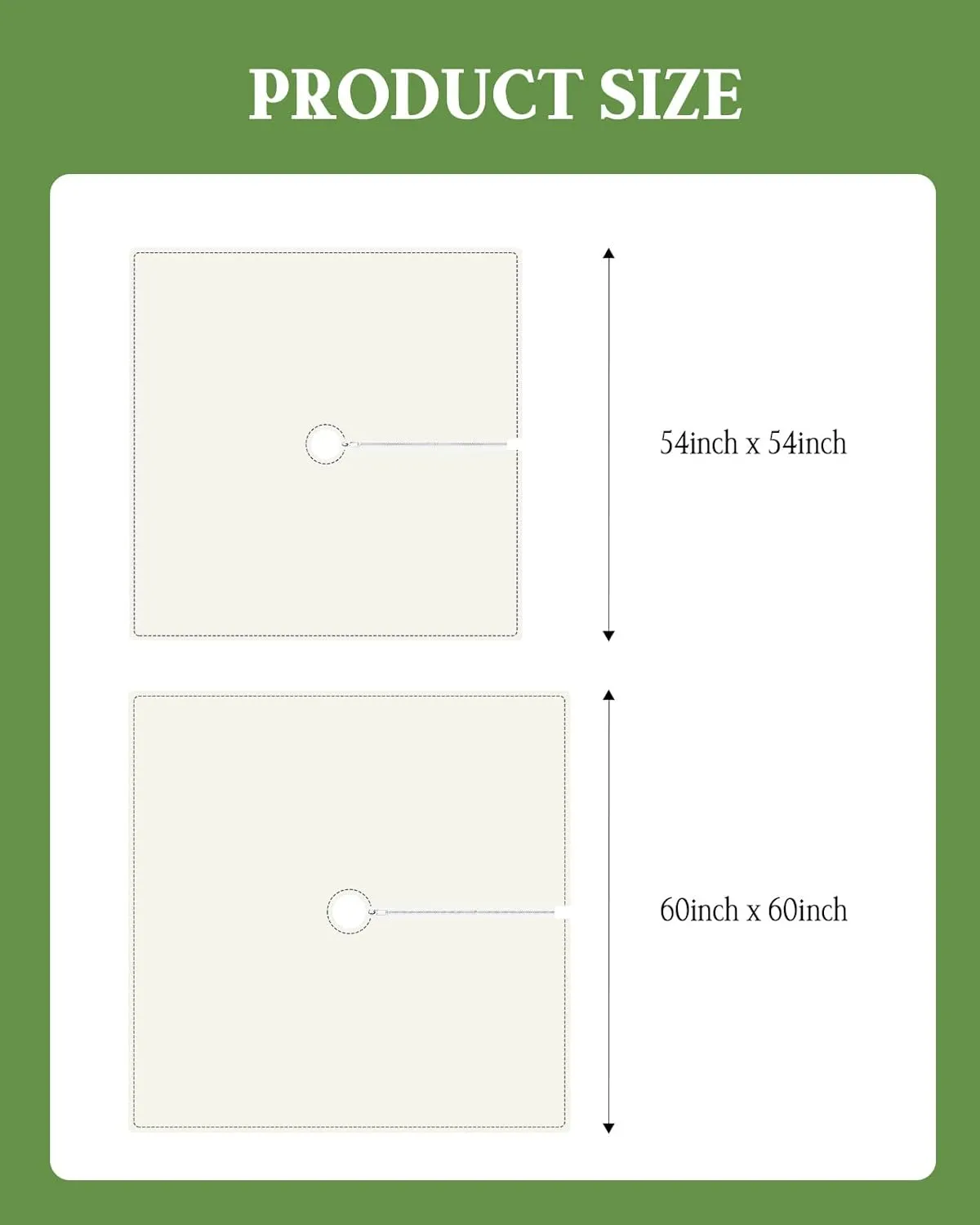 QueenKer Outdoor Tablecloth with Umbrella Hole, Khaki and White Stripe Square Tables Waterproof Tabletop Collection for Patio, Garden, Picnic, Camping, Dining 60 x 60 inch