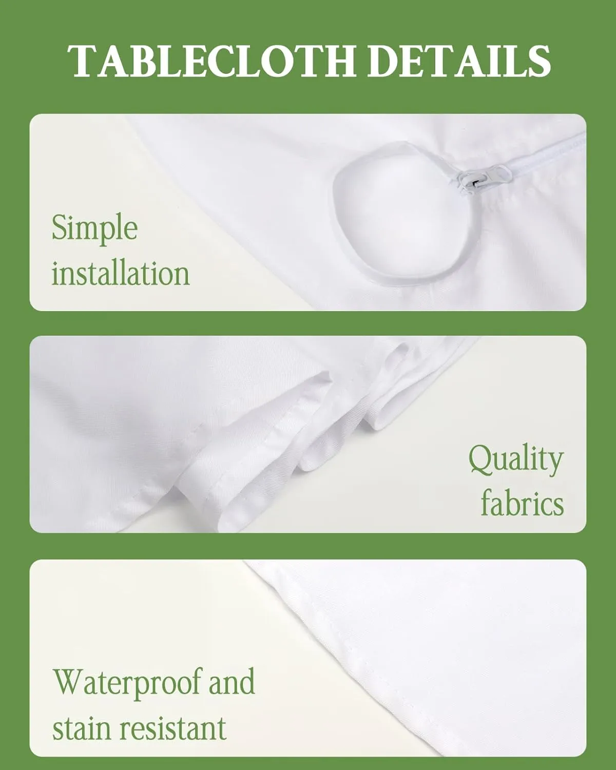 QueenKer Outdoor Tablecloth with Umbrella Hole, Khaki and White Stripe Square Tables Waterproof Tabletop Collection for Patio, Garden, Picnic, Camping, Dining 60 x 60 inch