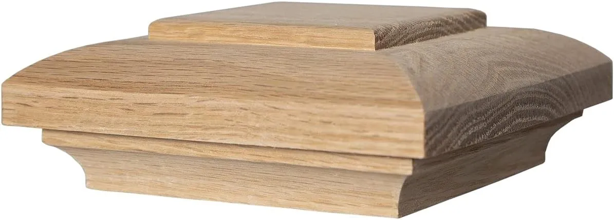 "D" Style Deco Wood Newell Post Cap for Interior Stairs, Fits 4.75" Post, Poplar, by Island Post Cap