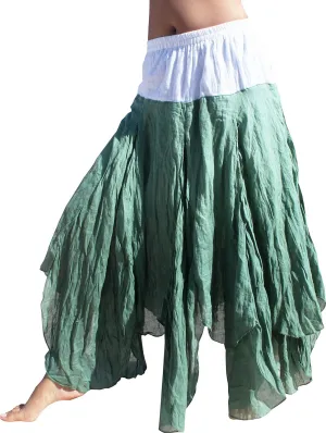 RaanPahMuang Brand White Waist Cotton Slide Tone Crinkle Gypsy Skirt