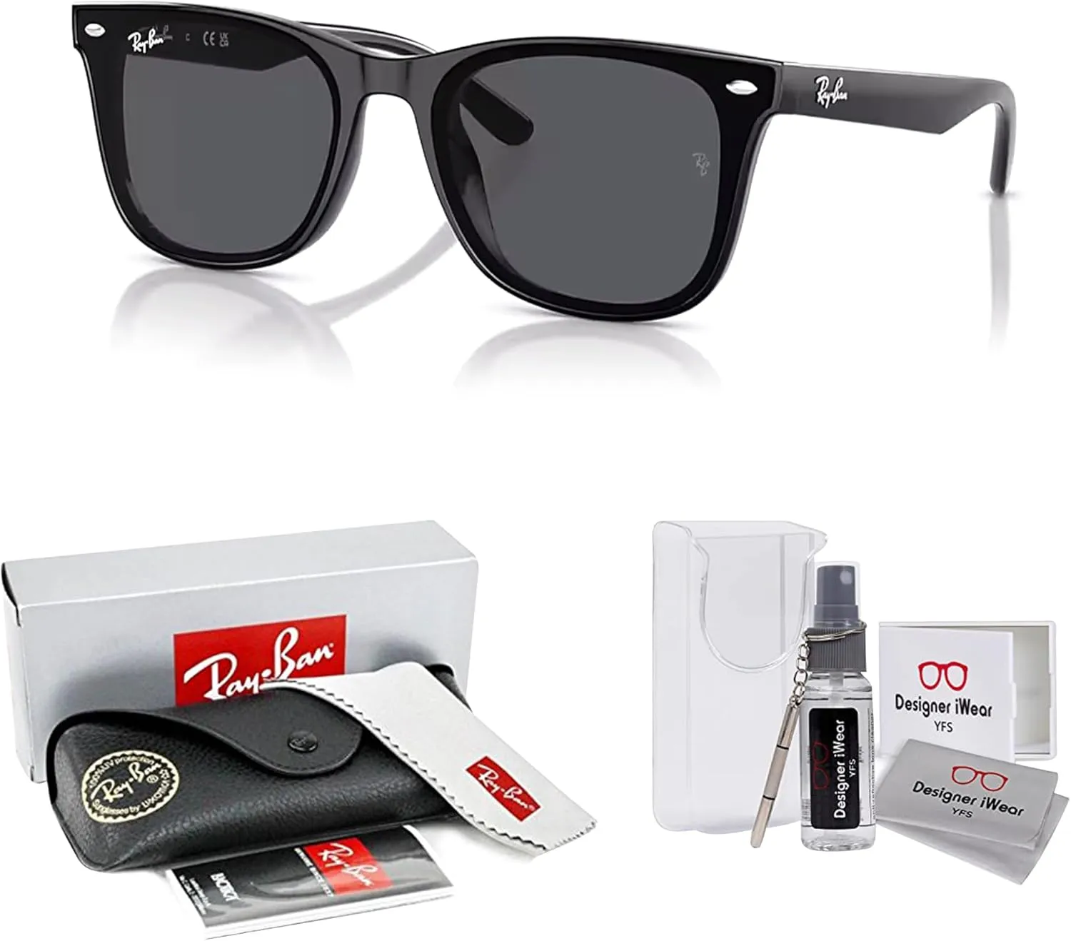 Ray-Ban RB4420 Square Sunglasses for Men for Women   BUNDLE With Designer iWear Complimentary Eyewear Kit