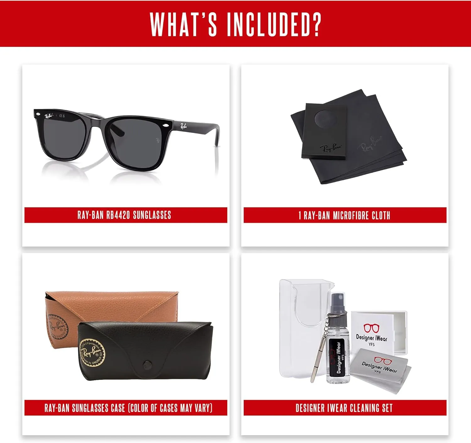 Ray-Ban RB4420 Square Sunglasses for Men for Women   BUNDLE With Designer iWear Complimentary Eyewear Kit