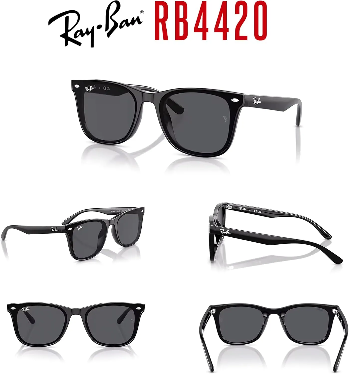 Ray-Ban RB4420 Square Sunglasses for Men for Women   BUNDLE With Designer iWear Complimentary Eyewear Kit