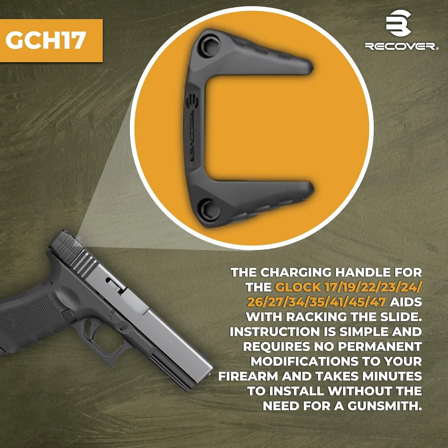 Recover Tactical Slide Rack Assist 10 Versions Available Compatible with Most Glock Models, Also for Shield and M&P Models