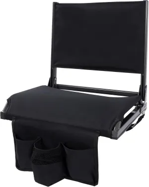REDCAMP Folding Stadium Seat for Bleacher with Back Support 1/2 Pack, Portable Stadium Chair with Cup Holder for Outdoor Benches, Black